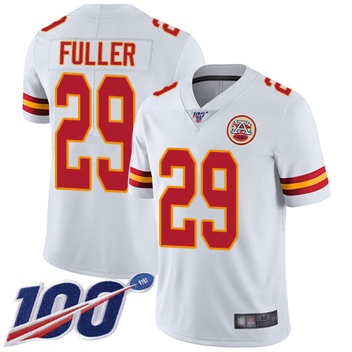 Men Kansas City Chiefs #29 Fuller Kendall White Vapor Untouchable Limited Player 100th Season Football Nike NFL Jersey